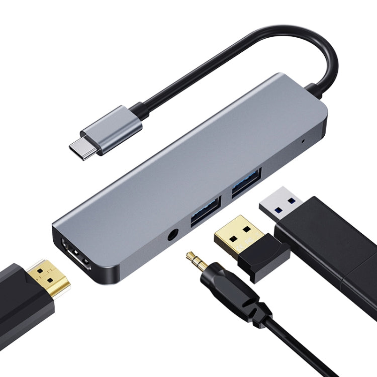 2008N 4 en 1 USB 3.0 x2 + HDMI + Puerto de 3.5 mm Estación de acoplamiento inteligente multifunción Type-C / USB-C HUB