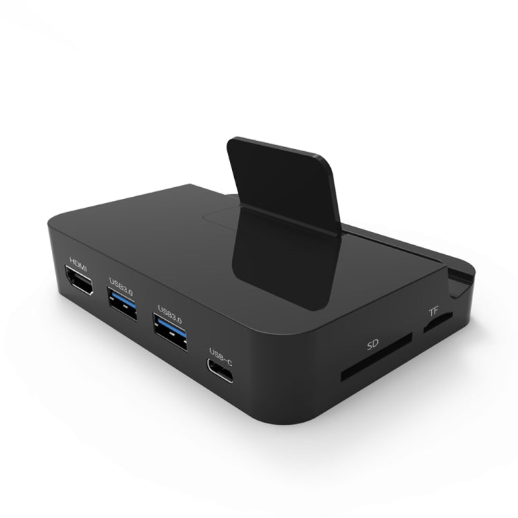 9138 6 en 1 USB-C / TYPE-C vers 4K HDMI + 2 x USB 3.0 + Type-C + Station d'accueil pour lecteur de carte multifonction SD / TF avec support (Noir)