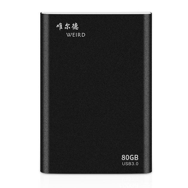 WEIRD 80GB 2.5 Pouces USB 3.0 Haute Vitesse Transmission Boîtier Métallique Ultra-Mince et Léger Disque Dur Mobile (Noir)