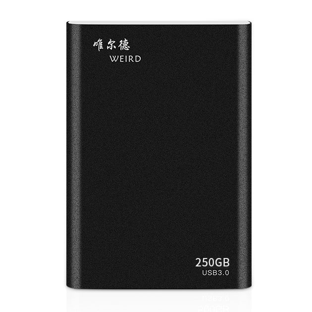 WEIRD 250GB 2.5 Pouces USB 3.0 Haute Vitesse Transmission Boîtier Métallique Ultra-Mince et Léger Disque Dur Mobile (Noir)