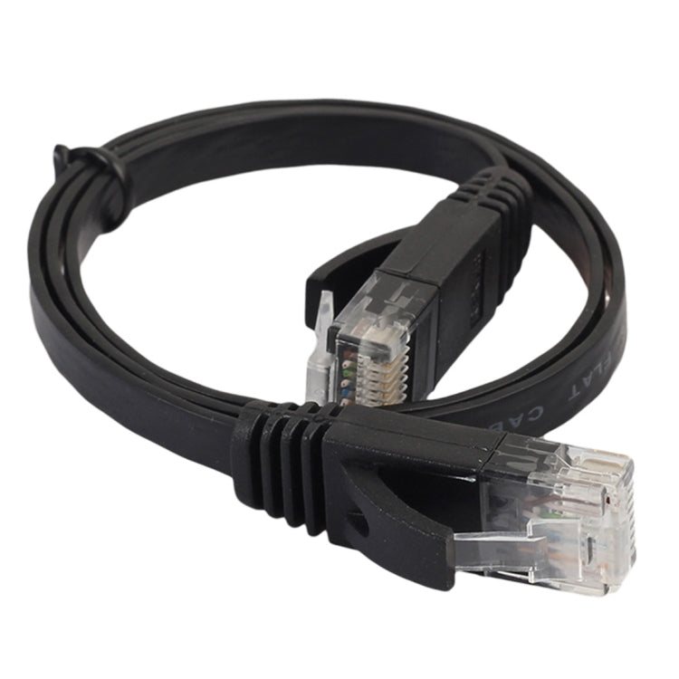 Cable LAN de red Ethernet plano ultrafino CAT6 de 0.5 m Cable de conexión RJ45 (Negro)