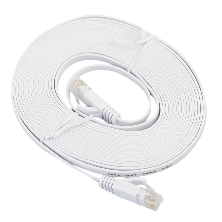 Câble réseau Ethernet plat ultra-fin CAT6 de 5 m Cordon de raccordement RJ45 (Blanc)