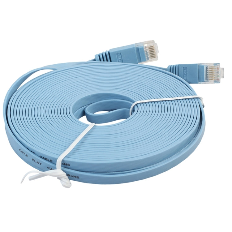 Câble réseau Ethernet plat ultra-fin CAT6 de 8 m Cordon de raccordement RJ45 (Bleu)