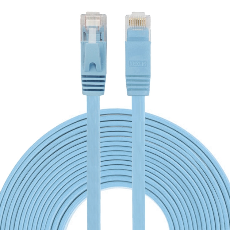 Cable LAN de red Ethernet plano ultrafino CAT6 de 8 m Cable de conexión RJ45 (Azul)
