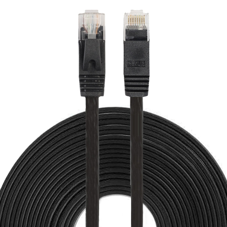 Cable LAN de red Ethernet plano ultrafino CAT6 de 10 m Cable de conexión RJ45 (Negro)