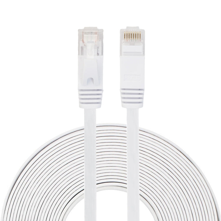 Cable LAN de red Ethernet plano ultrafino CAT6 de 10 m Cable de conexión RJ45 (Blanco)