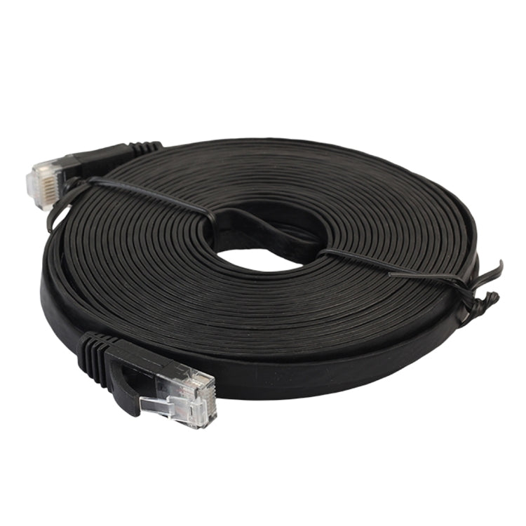 Cable LAN de red Ethernet plano ultrafino CAT6 de 15 m Cable de conexión RJ45 (Negro)
