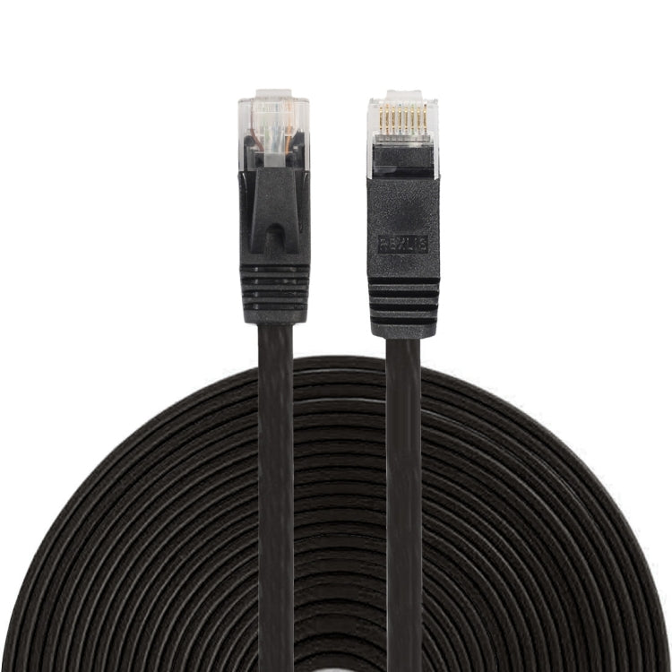 Cable LAN de red Ethernet plano ultrafino CAT6 de 15 m Cable de conexión RJ45 (Negro)