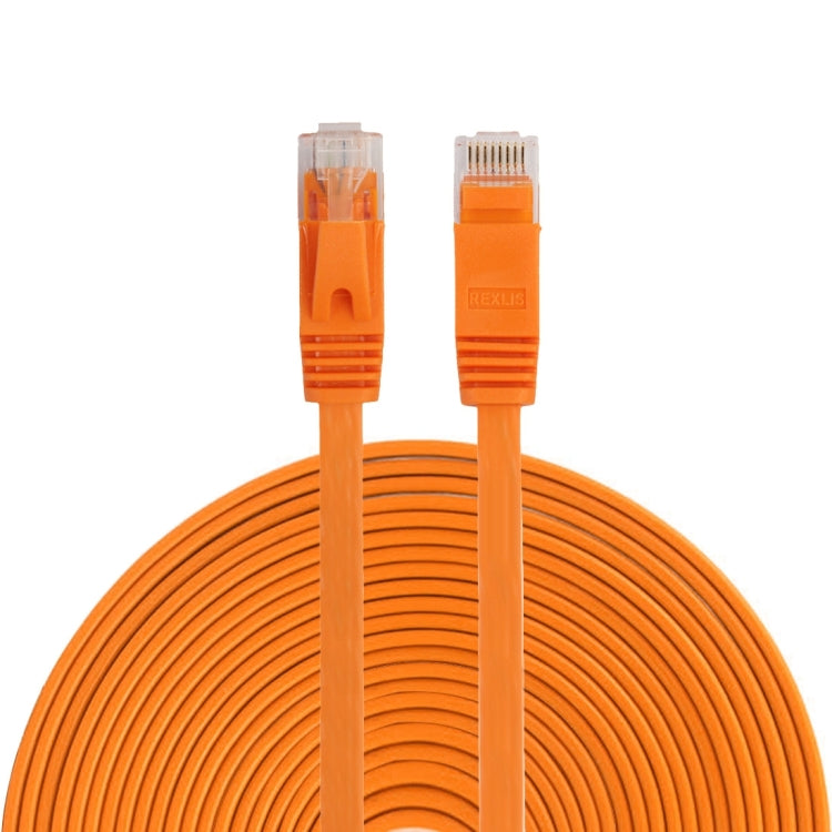 Cable LAN de red Ethernet plano ultrafino CAT6 de 15 m Cable de conexión RJ45 (Naranja)