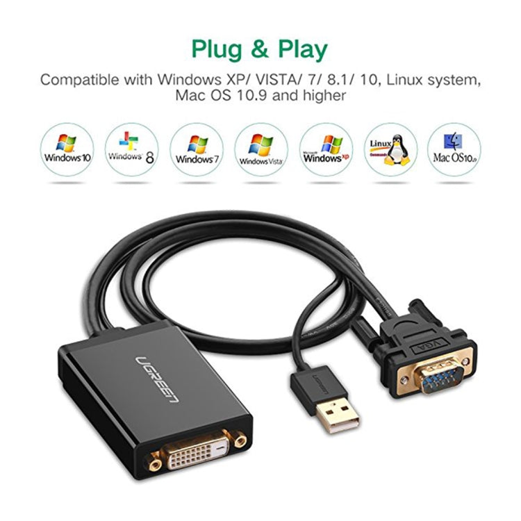 Green mm119 1080P Full HD VGA to DVI (24+1) Male to Female Adapter Cable For Computer PC Laptop HDTV Projector Graphics Card DVD and more VGA/DVI enabled devices Cable length: 50cm