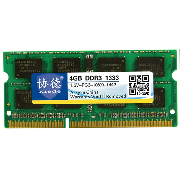 XIEDE X043 DDR3 1333MHz 4GB 1.5V Módulo RAM de memoria de compatibilidad total general Para computadora Portátil