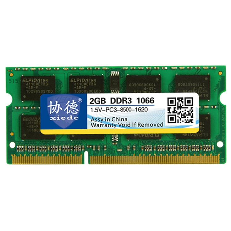 XIEDE X092 DDR3 1066MHz 2GB 1.5V Module de mémoire RAM de compatibilité totale générale pour ordinateur portable