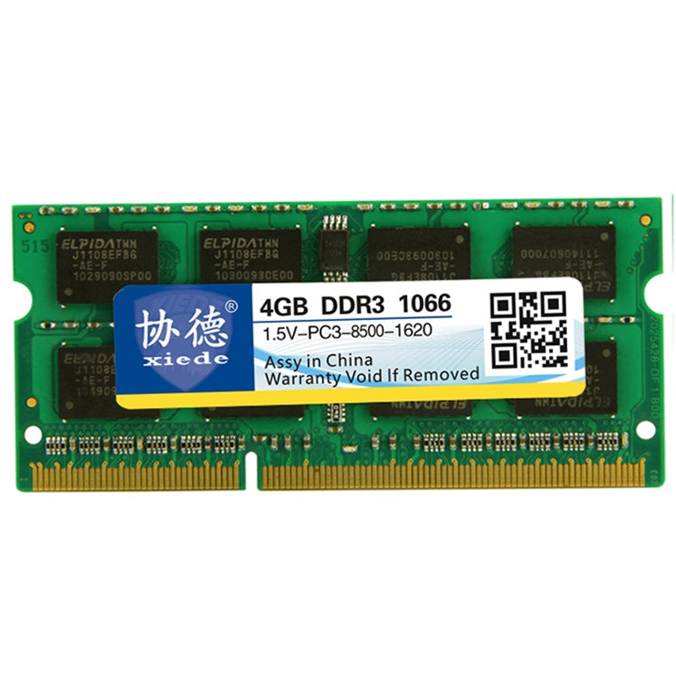 XIEDE X093 DDR3 1066MHz 4GB 1.5V Module de mémoire RAM de compatibilité totale générale pour ordinateur portable