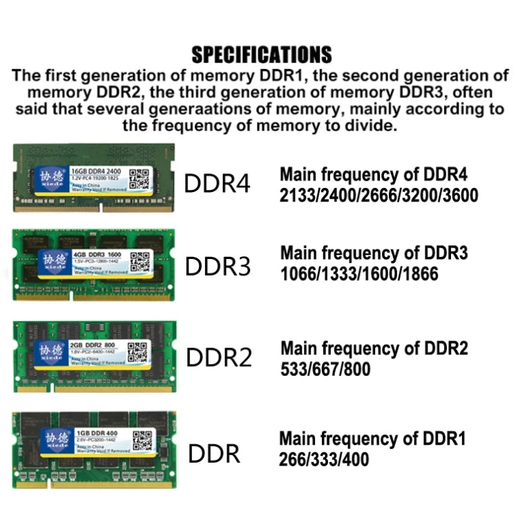 XIEDE X093 DDR3 1066MHz 4GB 1.5V Módulo RAM de memoria de compatibilidad total general Para computadora Portátil