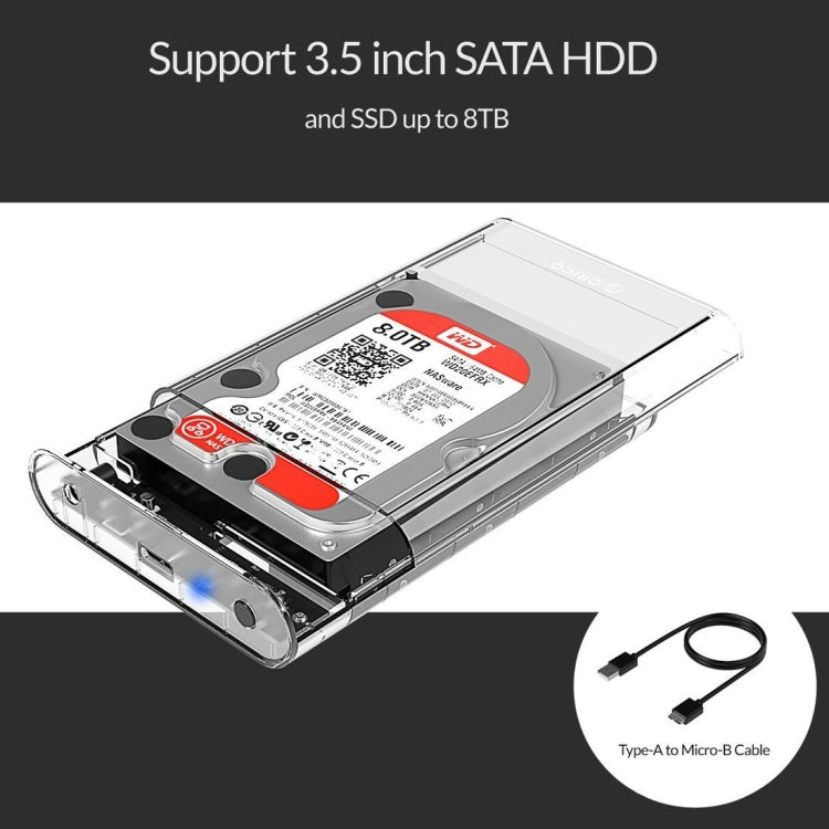 ORICO 3139U3 3.5 inch SATA HDD USB 3.0 Micro B Storage Enclosure For External Hard Drive (Transparent)