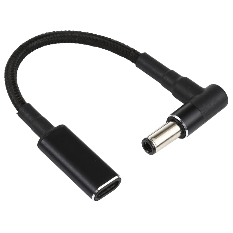 PD 100W 18.5-20V 6.0x0.6mm Elbow to USB-C Type-C Adapter Nylon Braided Cable