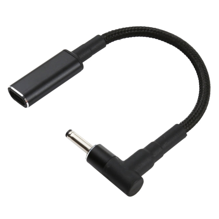 PD 100W 18.5-20V 3.0x1.0mm Elbow to USB-C Type-C Adapter Nylon Braided Cable