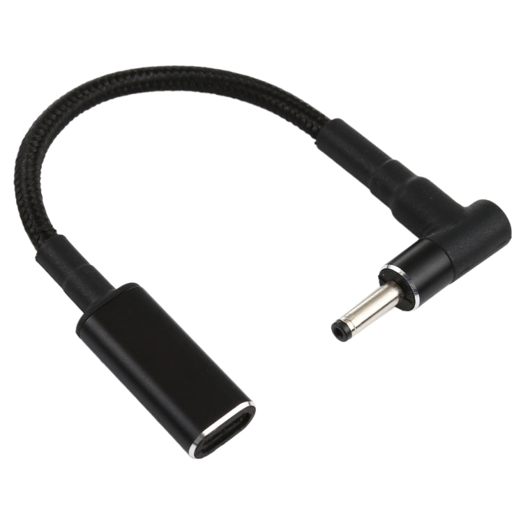 PD 100W 18.5-20V 3.0x1.0mm Elbow to USB-C Type-C Adapter Nylon Braided Cable