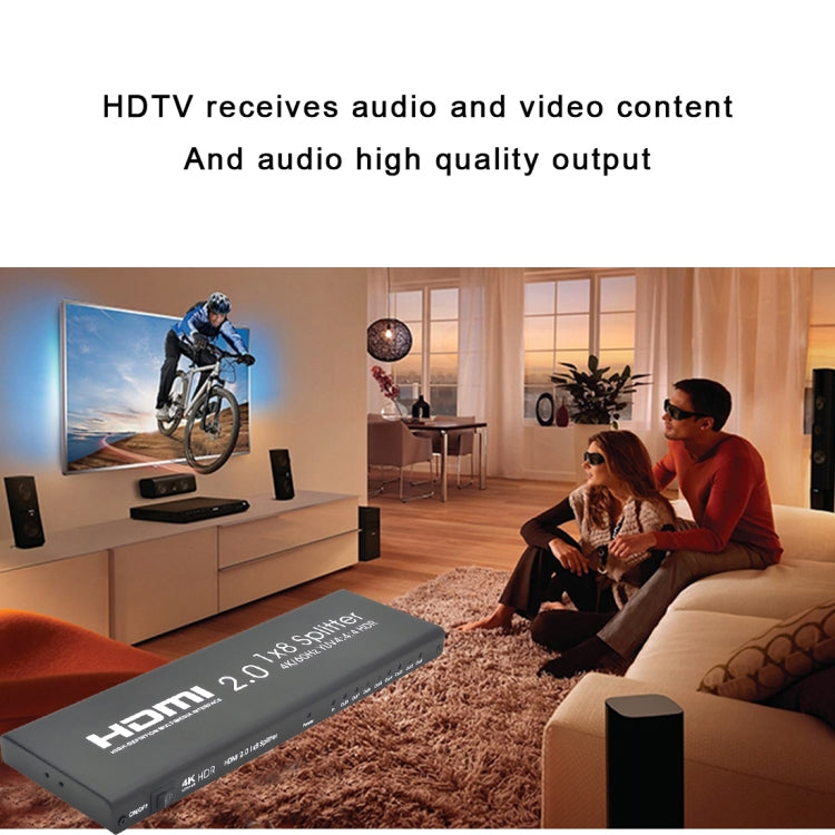 AYS-18V20 HDMI 2.0 1x8 4K Ultra HD Switch Splitter (Negro)