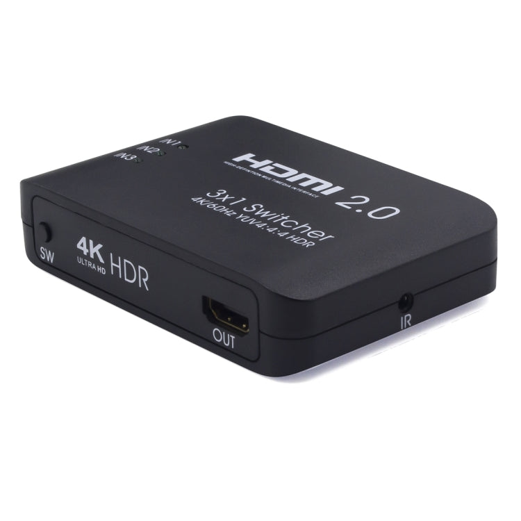 AYS-31V20 Répartiteur de commutation HDMI 2.0 3x1 4K Ultra HD (Noir)