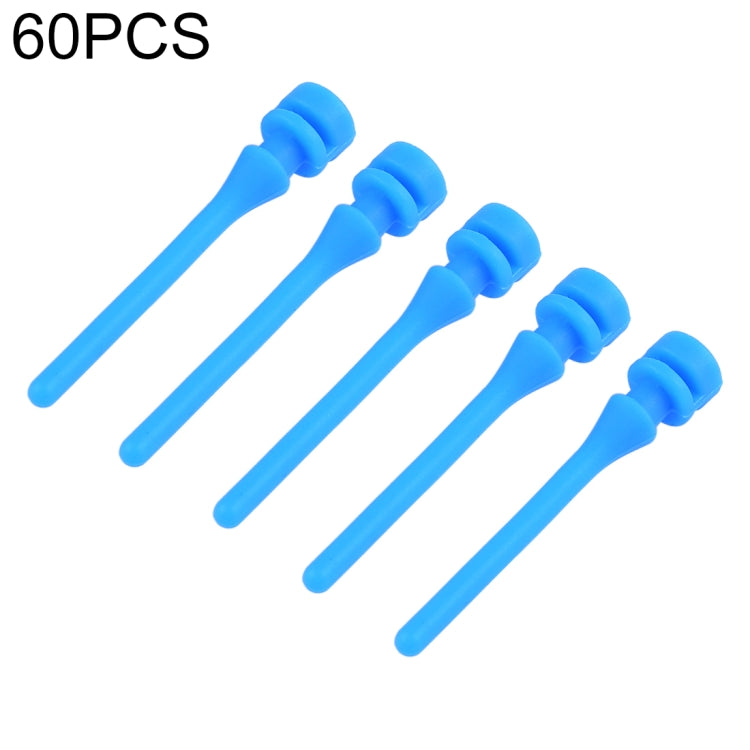 60 PCS 40 mm Antivibración Suave Amortiguación Uñas Caucho Silicona Tornillo de ventilador de computadora (Azul)