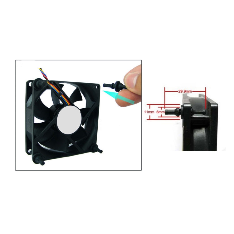 20 PCS 29,9 mm Anti-Vibration Doux Amortissement Nail Caoutchouc Silicone Ordinateur Ventilateur Vis (Noir)
