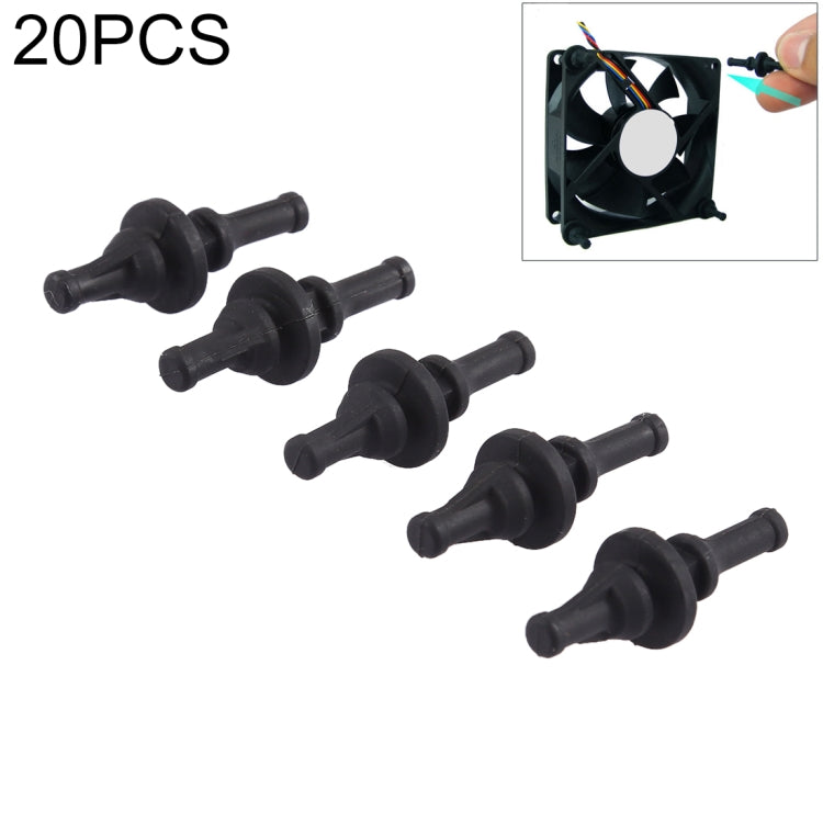 20 PCS 29.9 mm Anti Vibration Soft Damping Nail Rubber Silicone Computer Fan Screw (Black)