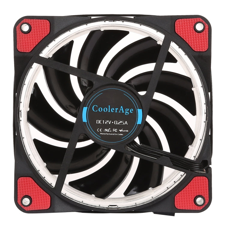 Color LED 12cm 4pin Computer Components Chassis Fan Computer Host Cooling Fan Quiet Fan Cooling with Red Light (Red)