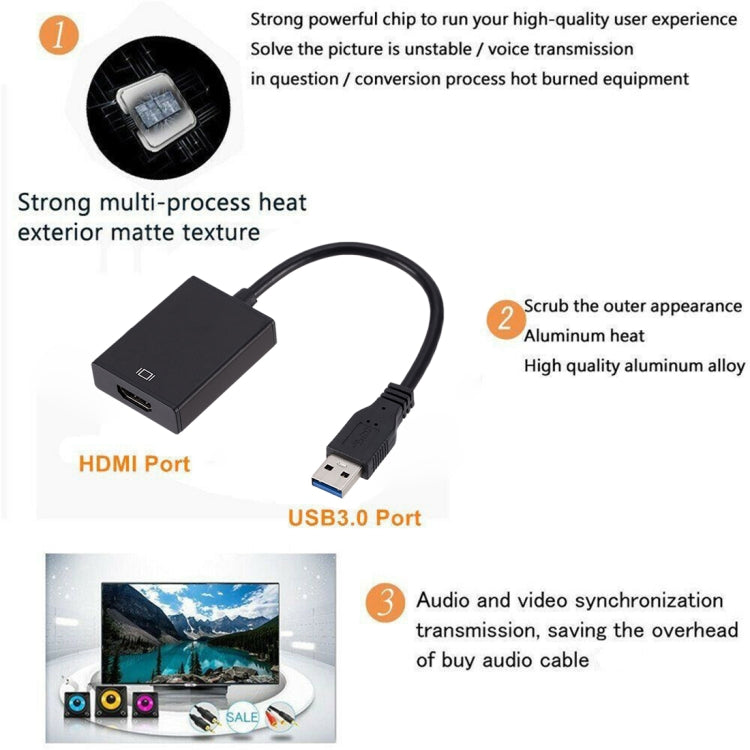 Cable convertidor de Tarjeta Gráfica externa USB3.0 a HDMI (Negro)