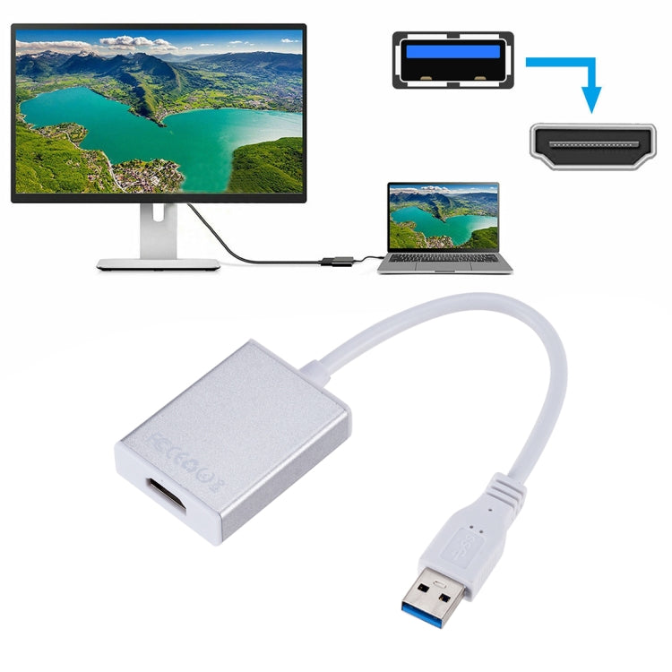 Cable convertidor de Tarjeta Gráfica externa USB3.0 a HDMI (Plateado)