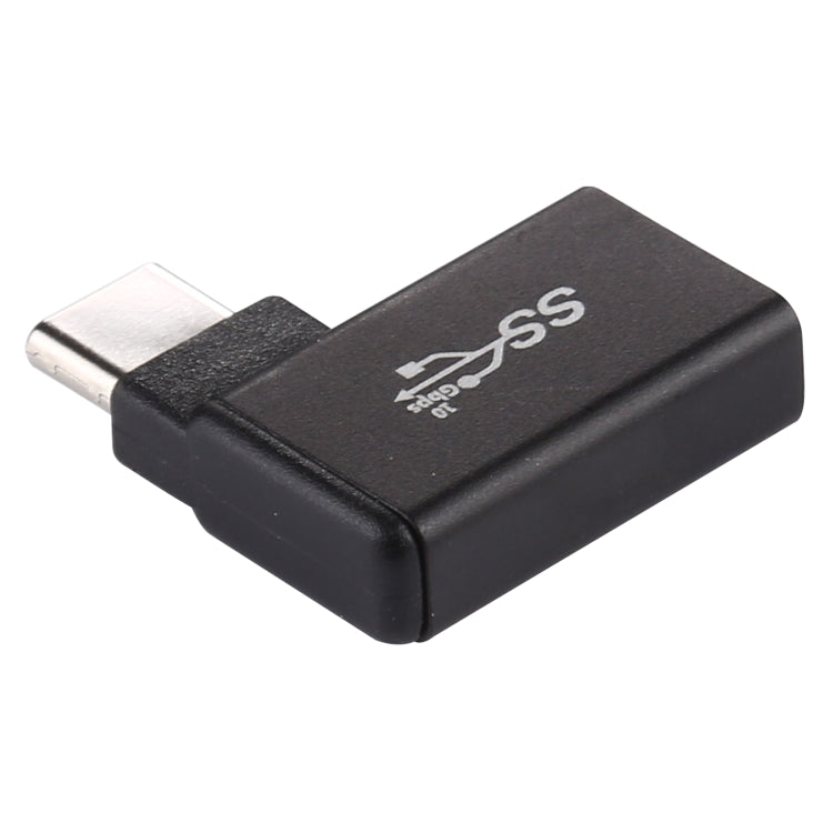 Tipo-C / USB-C Macho a USB 3.0 Hembra Adaptador de aleación de Aluminio con Cabeza de codo de 90 grados (Negro)