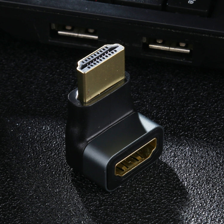 Adaptateur HDMI femelle vers HDMI femelle en alliage d'aluminium avec tête coudée à 90 degrés (noir)