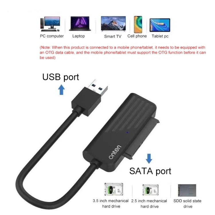 Adaptador Onten US301 USB 3.0 a SATA Para Disco Duro Universal 2.5 / 3.5 HDD / SSD