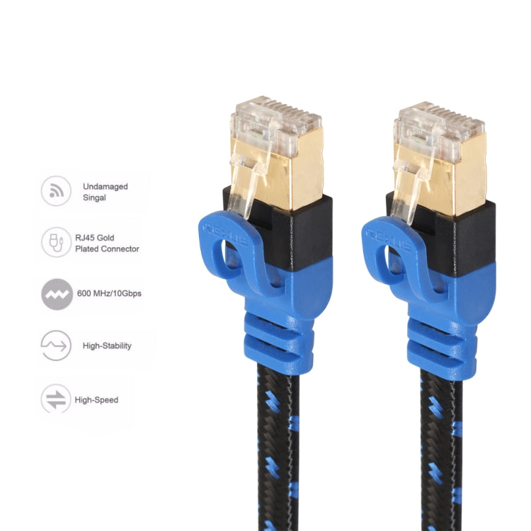 REXLIS CAT7-2 10 Gigabit Ethernet Bicolore Câble LAN Réseau Torsadé Plat CAT7 Plaqué Or Pour Routeur Modem Réseau LAN avec Connecteurs RJ45 Blindés Longueur : 0.5m