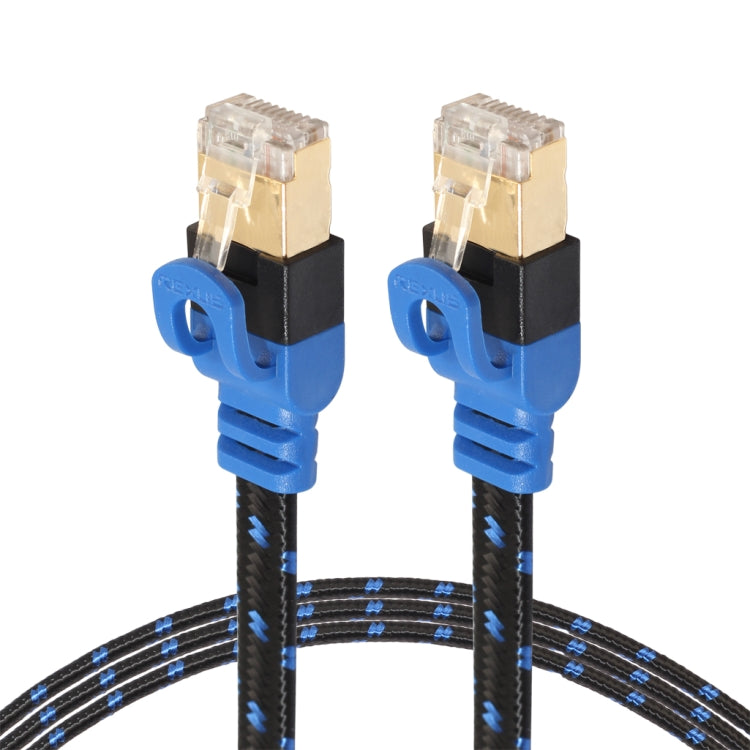 REXLIS CAT7-2 10 Gigabit Ethernet Bicolore Câble LAN Réseau Torsadé Plat CAT7 Plaqué Or Pour Routeur Modem Réseau LAN avec Connecteurs RJ45 Blindés Longueur : 1m