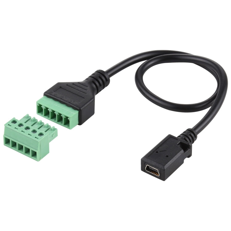 Mini 5-Pin Female to 5-Pin Pluggable Terminals USB Solderless Connector Solderless Connection Adapter Cable Length: 30cm