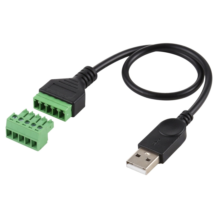 USB Male to 5 Pin USB Pluggable Terminals Solderless USB Connector Solderless Connection Adapter Cable Length: 30cm