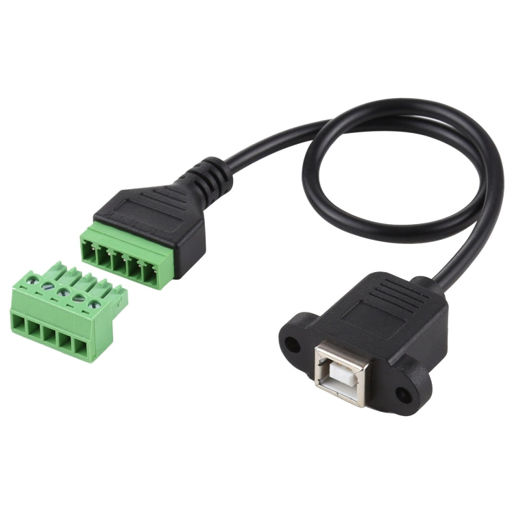 USB Type B Female Plug to 5 Pin Pluggable Terminals Solderless USB Connector Solderless Connection Adapter Cable Length: 30cm