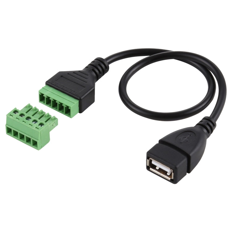 USB Female Plug to 5 Pin Pluggable Terminals Solderless USB Connector Solderless Connection Adapter Cable Length: 30cm