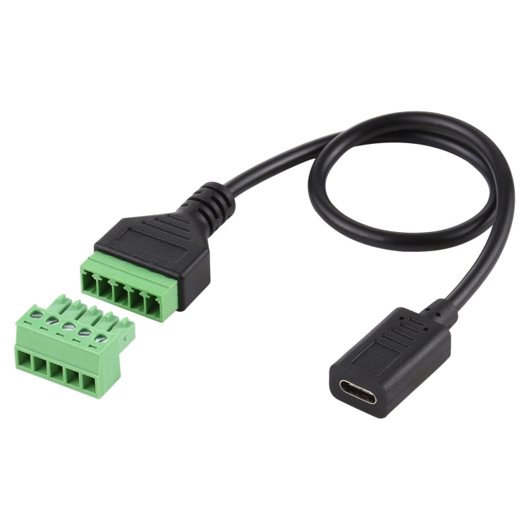 Terminales enchufables USB-C / Type-C de 5 pines Conector USB sin soldadura Cable adaptador de conexión sin soldadura Longitud: 30 cm