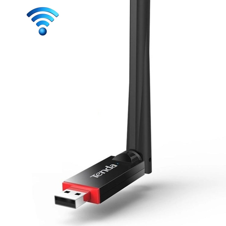 Tenda U6 Adaptador WiFi USB Inalámbrico Portátil de 300 Mbps Tarjeta de red receptora externa con Antena externa de 6dBi (Negro)