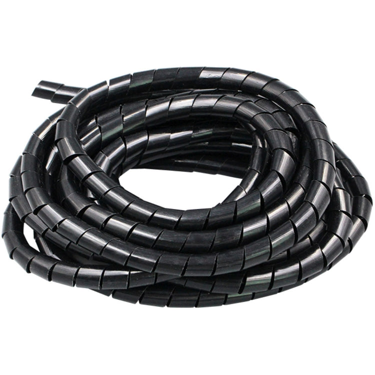 15m PE Spiral Tubing Wire Winding Organizer Tidy Tube Nominal Diameter: 6mm (Black)