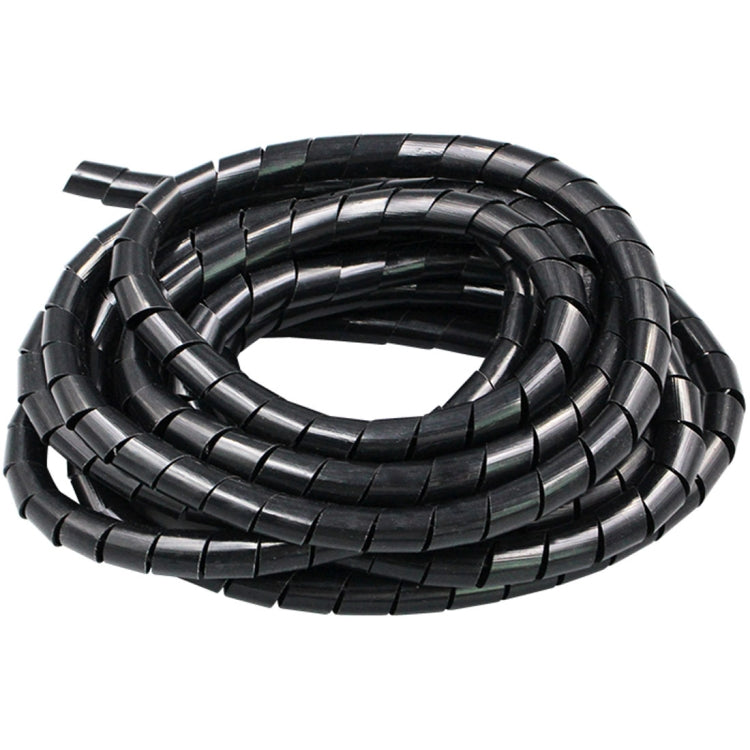 7m PE Spiral Tubing Wire Winding Organizer Tidy Tube Nominal Diameter: 12mm (Black)