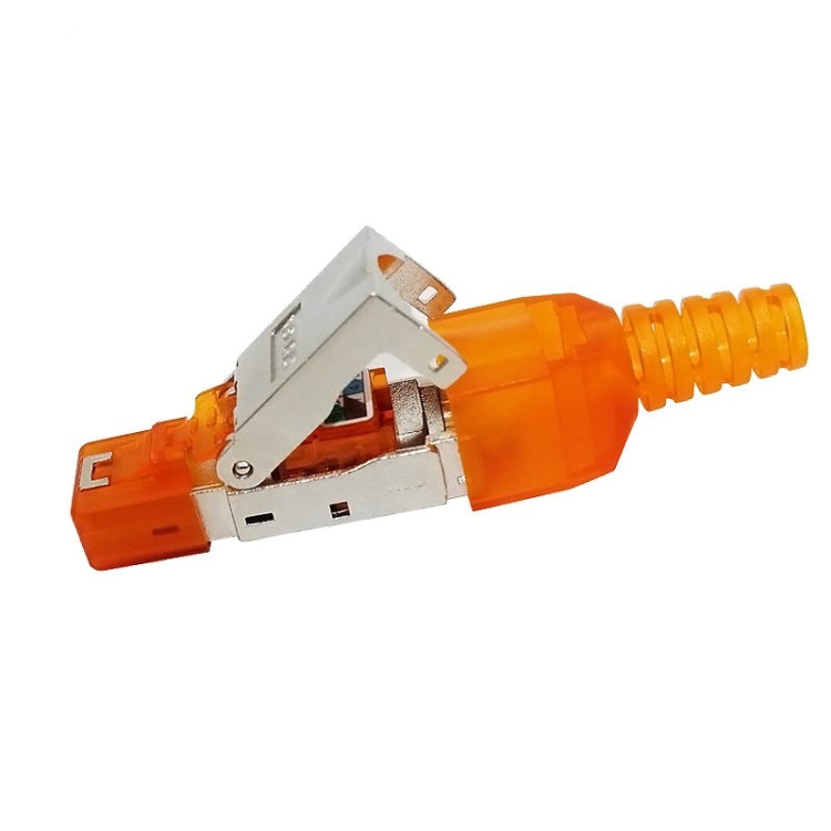 Toolless RJ-45 Connector Modular Plug STP Cat6a Gigabit Shielding (Orange)