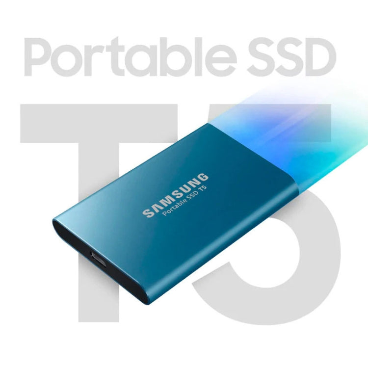 Capacité du disque SSD externe Samsung T5 : 500 Go (bleu)