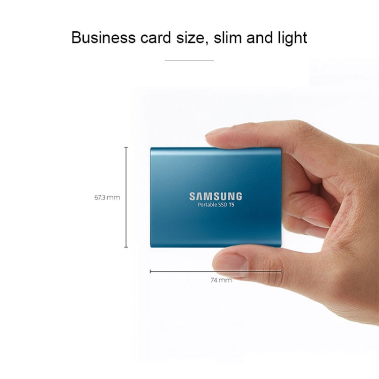 Samsung T5 Duro de estado sólido externo capacidad: 500GB (Azul)