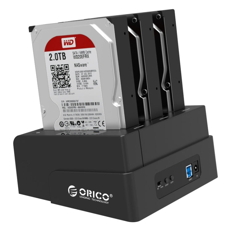 ORICO 6638US3-C 3 baies USB 3.0 Type-B vers SATA Boîtier de stockage pour disque dur externe Station d'accueil pour disque dur / Duplicateur pour 2,5 pouces / 3,5 pouces SATA HDD / SSD
