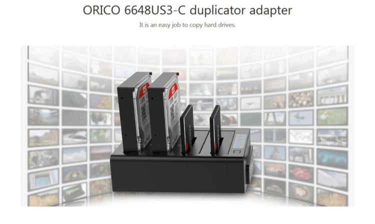 ORICO 6648US3-C-V1 4 baies USB 3.0 Type-B vers SATA Boîte de rangement pour disque dur externe Station d'accueil pour disque dur / Duplicateur pour 2,5 pouces / 3,5 pouces SATA HDD / SSD