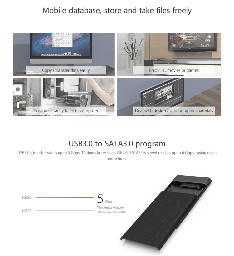 ORICO 2189U3 2.5 pulgadas USB 3.0 Micro B a SATA 3.0 Caja de almacenamiento de caja de Disco Duro