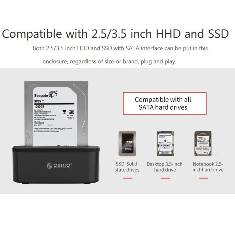 ORICO 6218US3 USB 3.0 Type-B to SATA External Storage Hard Drive Dock For 2.5 inch / 3.5 inch SATA HDD / SSD